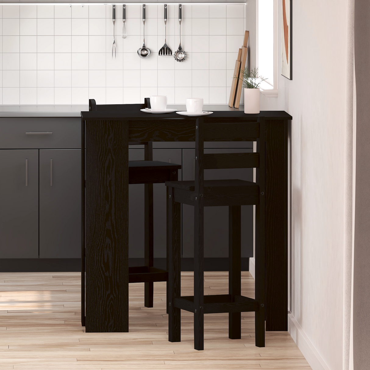 Bar Table Black Oak 102 x 50 x 103,5 cm Engineered Wood