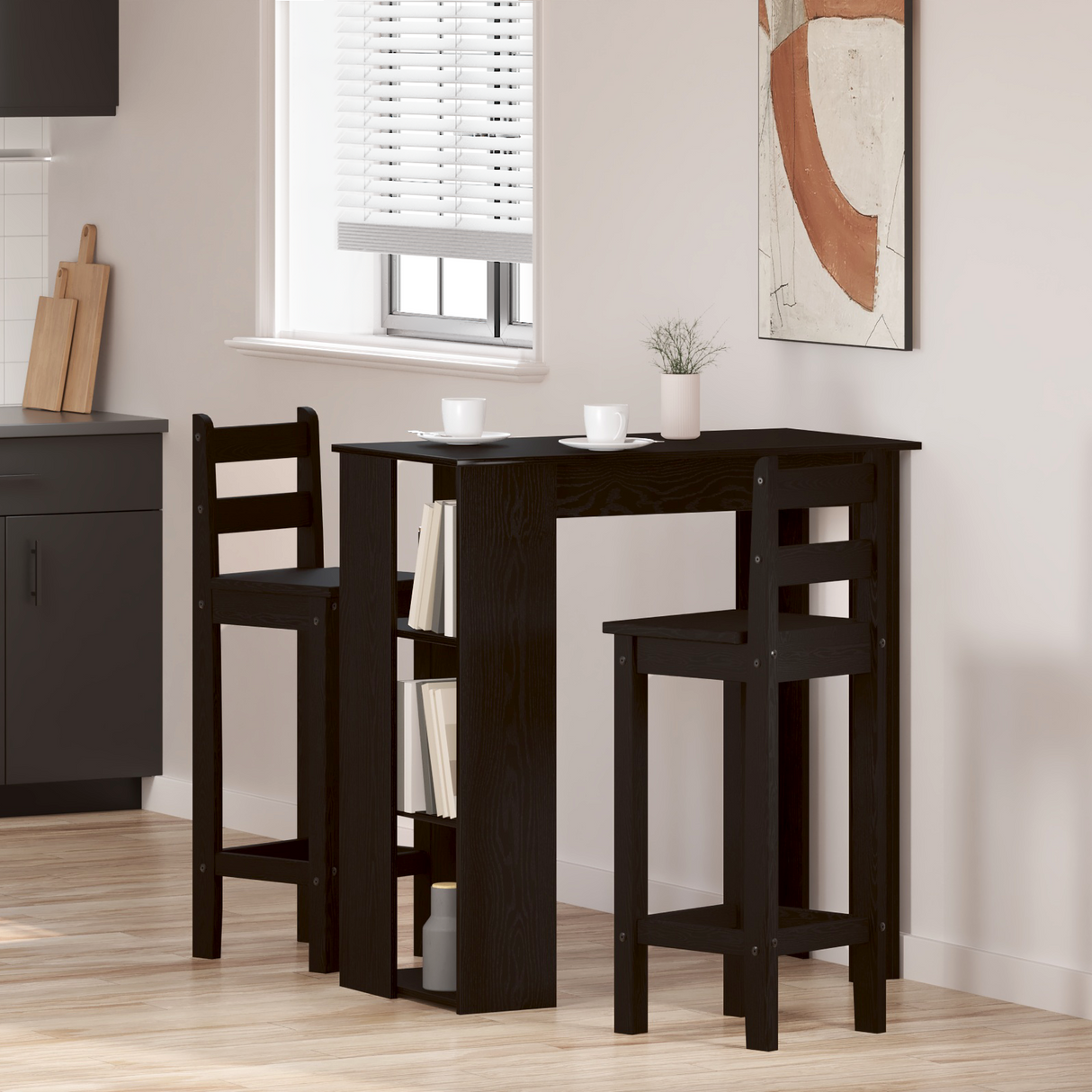 Bar Table Black Oak 102 x 50 x 103,5 cm Engineered Wood
