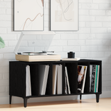 Record Cabinet Black Oak 100 x 38 x 48 cm Engineered Wood - Side View