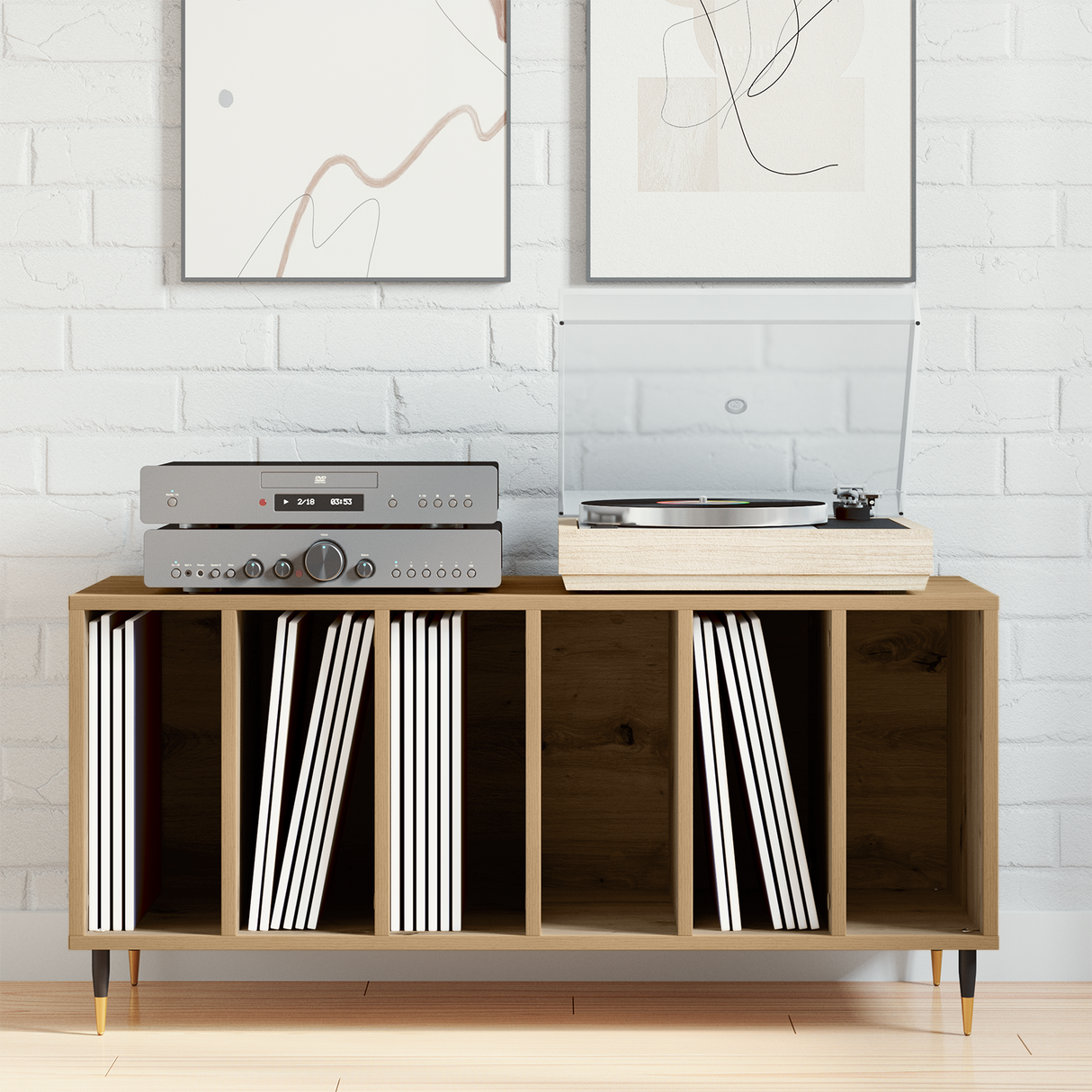 Record Cabinet Artisan oak 100 x 38 x 48 cm Engineered Wood