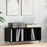 Record Cabinet Black Oak 100 x 38 x 48 cm Engineered Wood - Side View