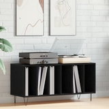 Record Cabinet Black Oak 100 x 38 x 48 cm Engineered Wood - Front View