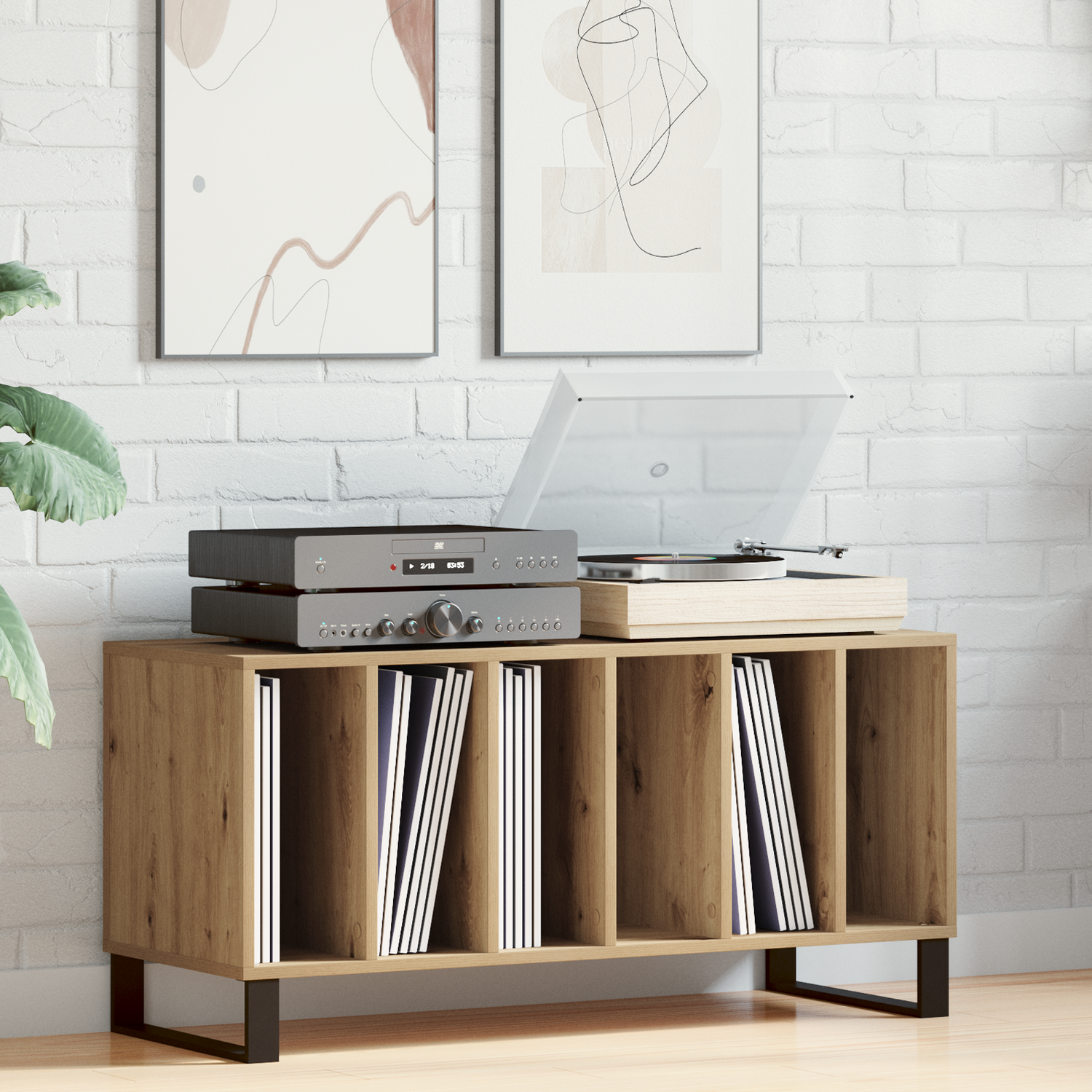 Record Cabinet Artisan oak 100 x 38 x 48 cm Engineered Wood