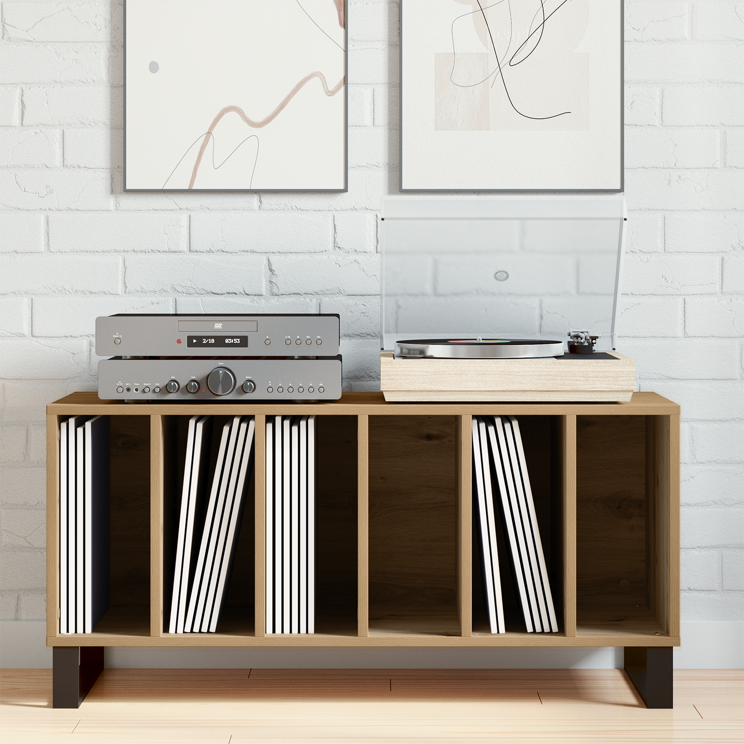 Record Cabinet Artisan oak 100 x 38 x 48 cm Engineered Wood