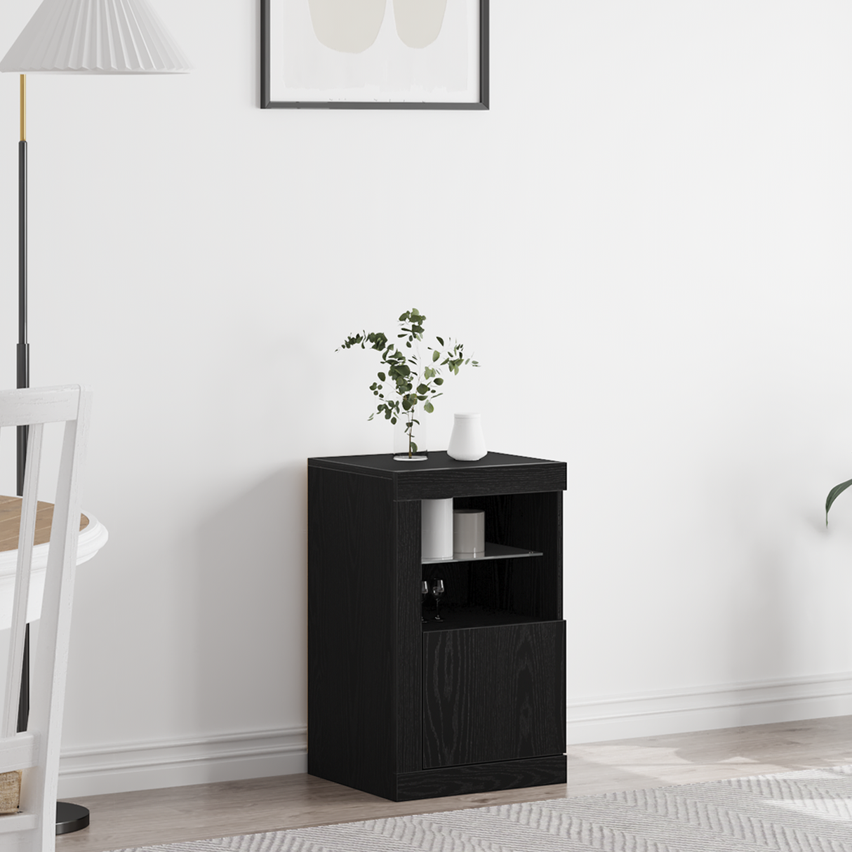LED Sideboard Black Oak 41 x 37 x 67 cm Engineered Wood