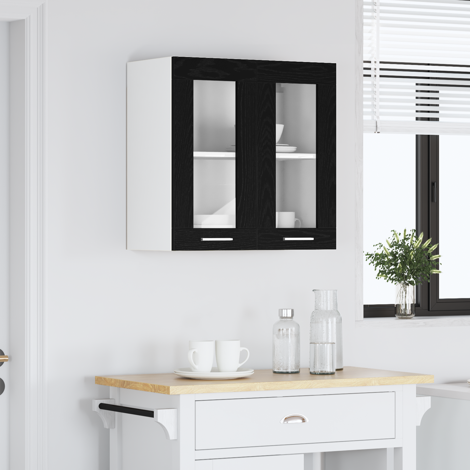 Hanging Cabinet Black Oak 60 x 31 x 60 cm Engineered Wood