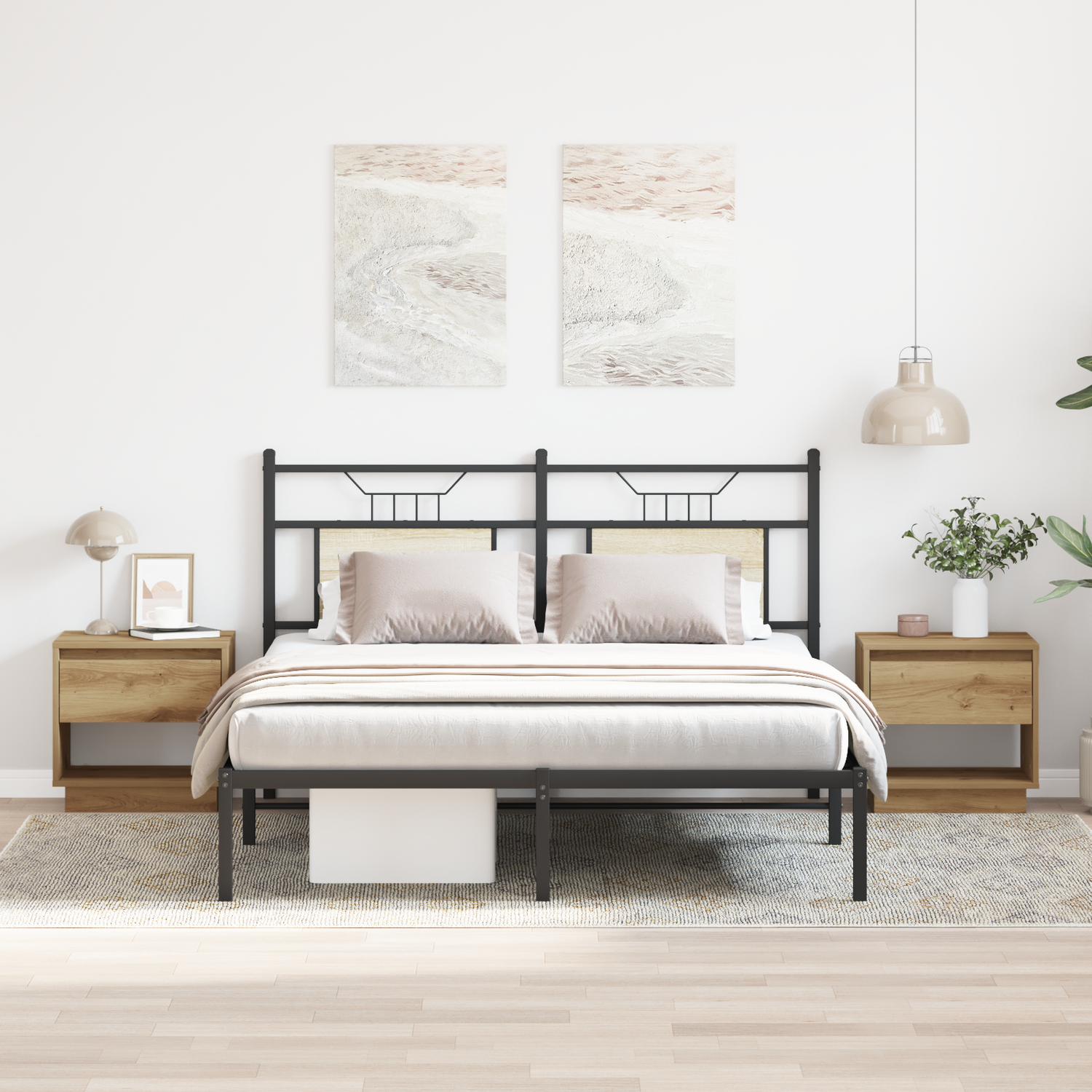 Nightstand 2 pcs Artisan Oak 45 x 34 x 44 cm Engineered Wood