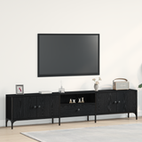 TV Cabinet Black oak 200 x 25 x 44 cm Engineered wood - Side View
