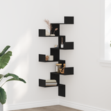 Wall Corner Shelf with Shelf Black Oak 45 x 45 x 147 cm - Side View