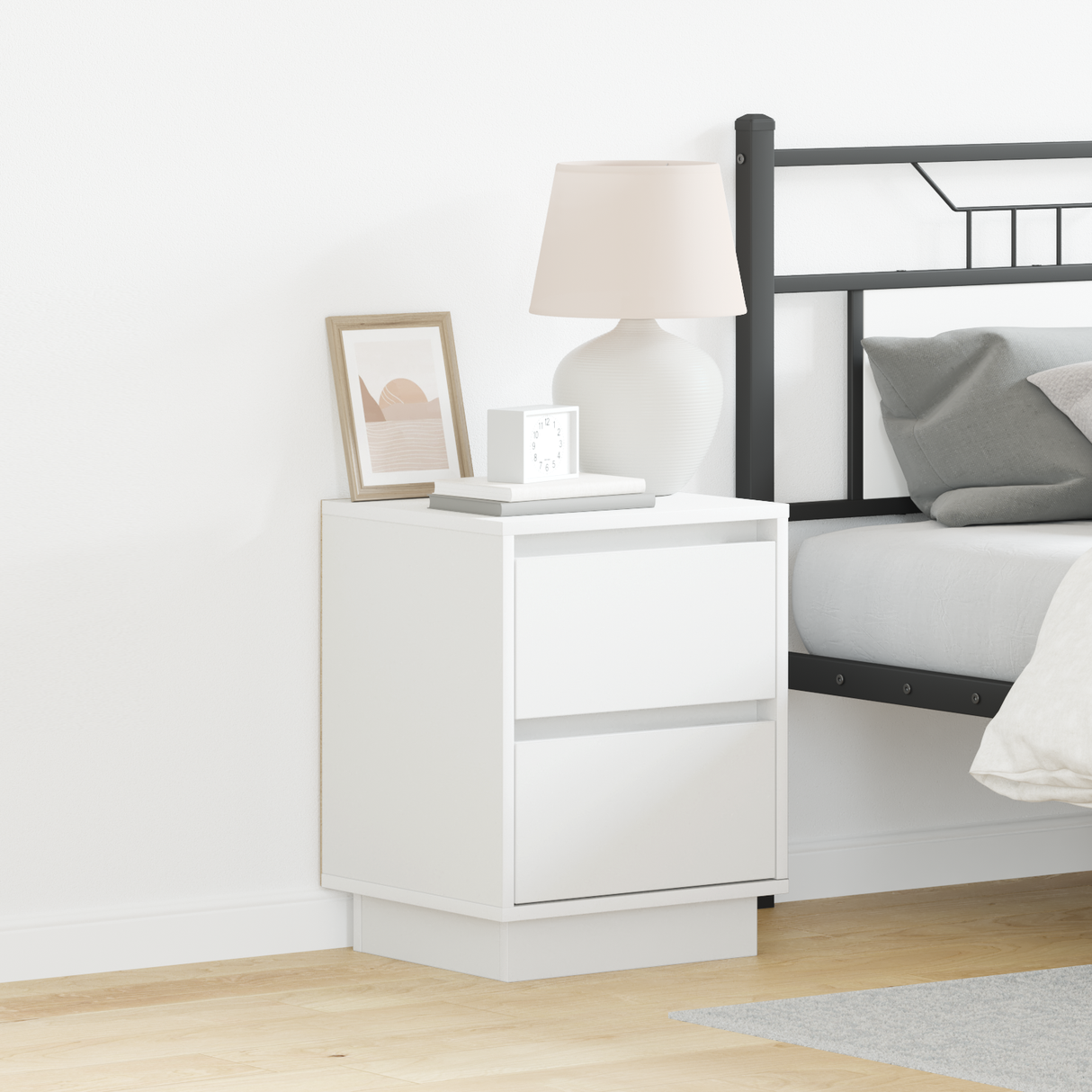 Bedside Cabinet 2 pcs White 39 x 34,5 x 50 cm Engineered wood
