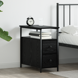 Bedside Cabinet Black oak 30 x 60 x 60 cm Engineered wood - Side View