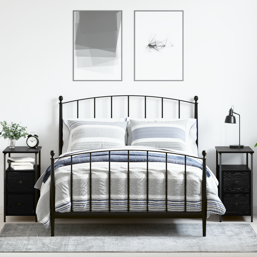 Bedside Cabinet 2 pcs Black oak 30 x 60 x 60 cm Engineered wood