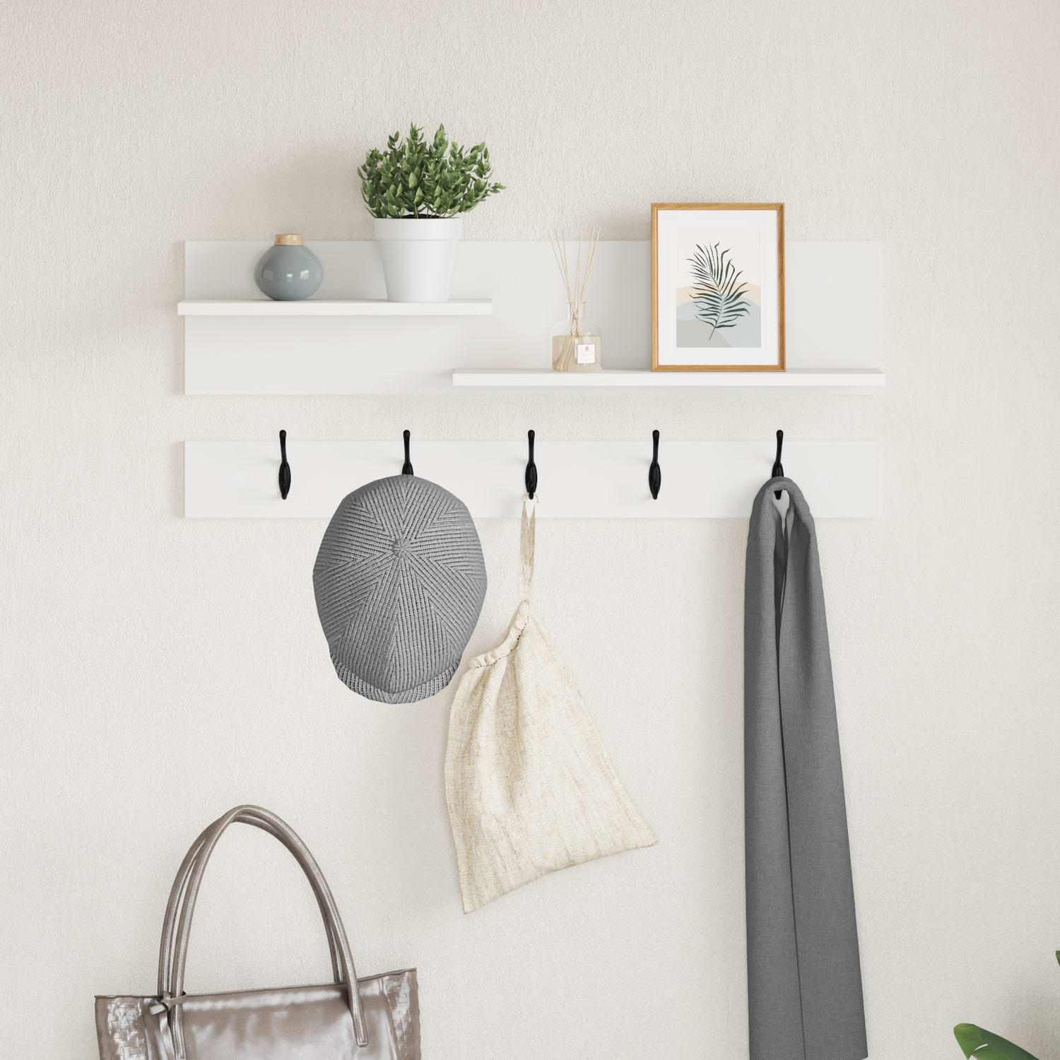 Wall-Mounted Coat Rack White 90 x 15 x 36 cm Engineered wood