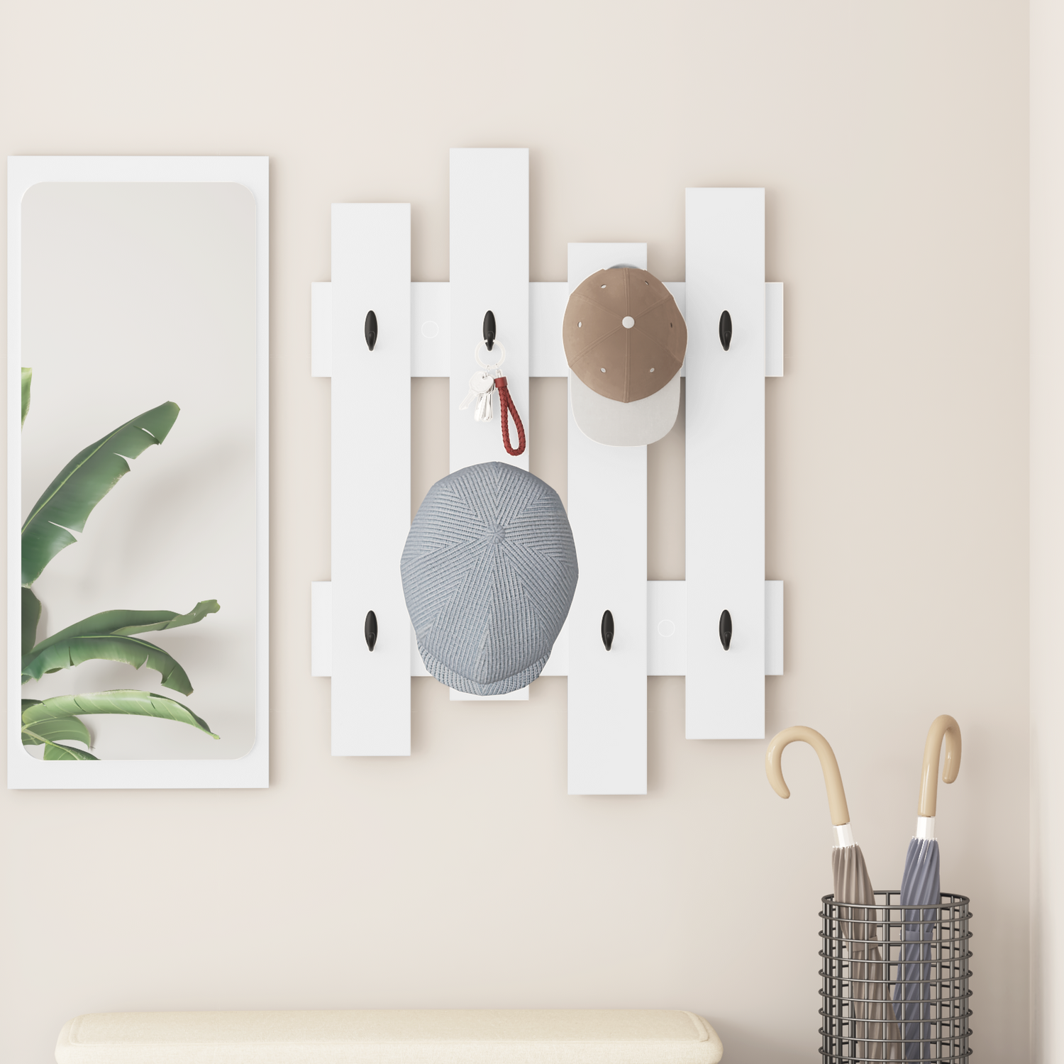 Wall-Mounted Coat Rack White 60 x 3 x 82 cm Engineered wood