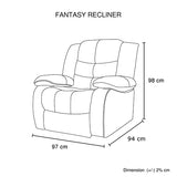 Fantasy Recliner Pu Leather 1R Black - Rear View