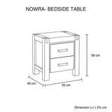 4 Pieces Bedroom Suite in Solid Wood Veneered Acacia Construction Timber Slat Double Size Oak Colour Bed, Bedside Table & Dresser - Low Angle