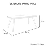 7 Pieces Dining Suite 180cm Medium Size Dining Table & 6X Chairs in Solid Acacia Wooden Frame in Silver Brush Colour - Front View