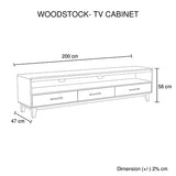 TV Cabinet with 3 Storage Drawers with Shelf in Wooden Entertainment Unit in Light Brown Colour - Front View