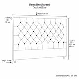 Bed Head Double Size French Provincial Headboard Upholsterd Fabric Charcoal - Rear View