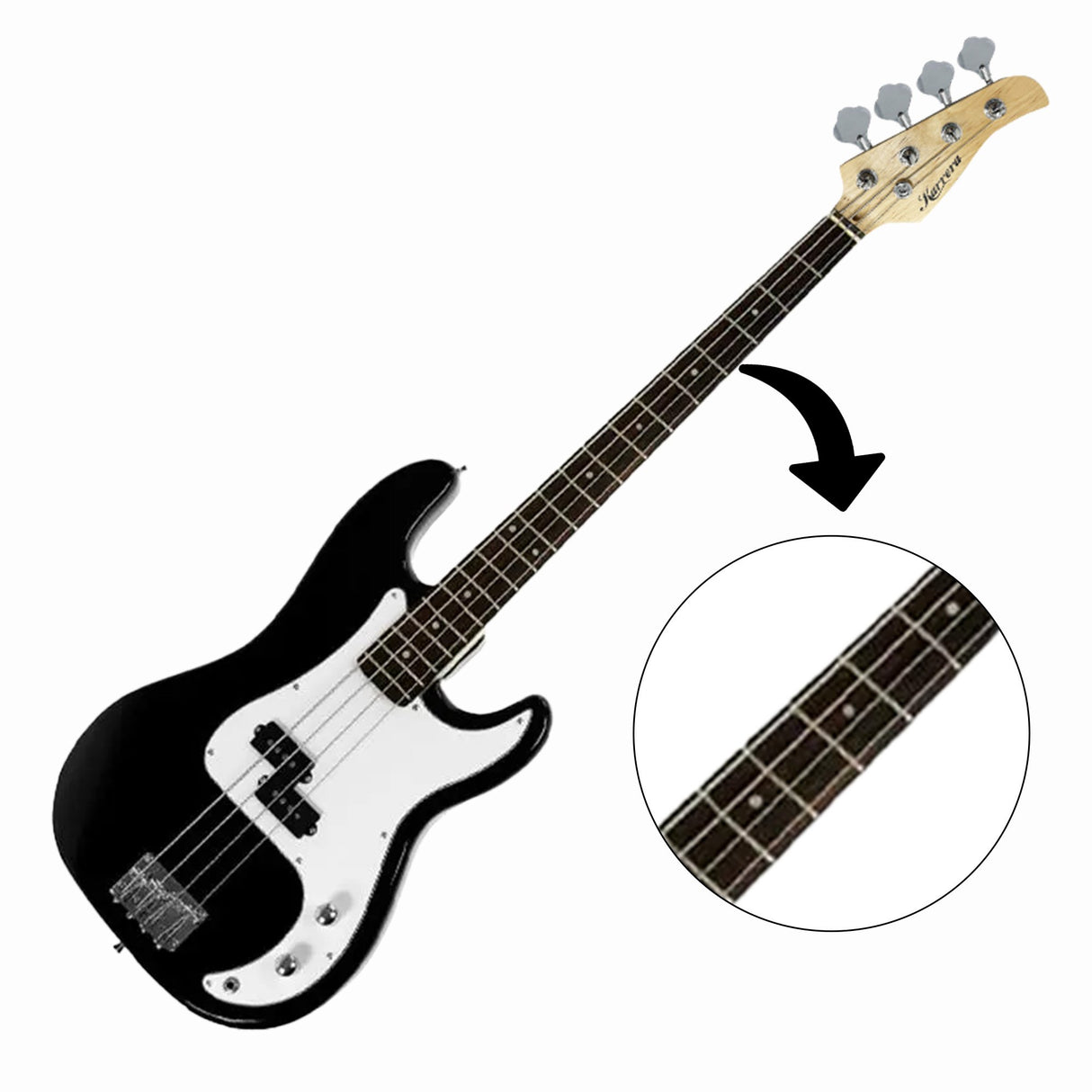 Karrera 39in Electric Guitar Bass Music 4-String Instrument Full Size Black