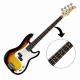 Karrera 39in Electric Guitar Bass Music 4-String Instrument Full Size Sunburst - 45-Degree Angle