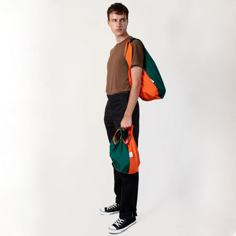 KIND BAG Reusable Bag - Medium| Bicolour Green & Orange-2006733441235816454