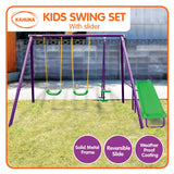 Kahuna Kids 4-Seater Swing Set with Slide Purple Green - Extra Image