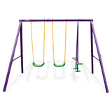 Kahuna Kids 4-Seater Swing Set Purple Green - Low Angle