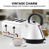 Pronti Rose Trim Collection Toaster & Kettle Bundle - White - Extra Image
