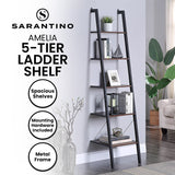 Sarantino Amelia 5-Tier Ladder Shelf in Walnut - Side View