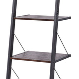 Sarantino Amelia 5-Tier Ladder Shelf in Walnut - Close-Up Angle