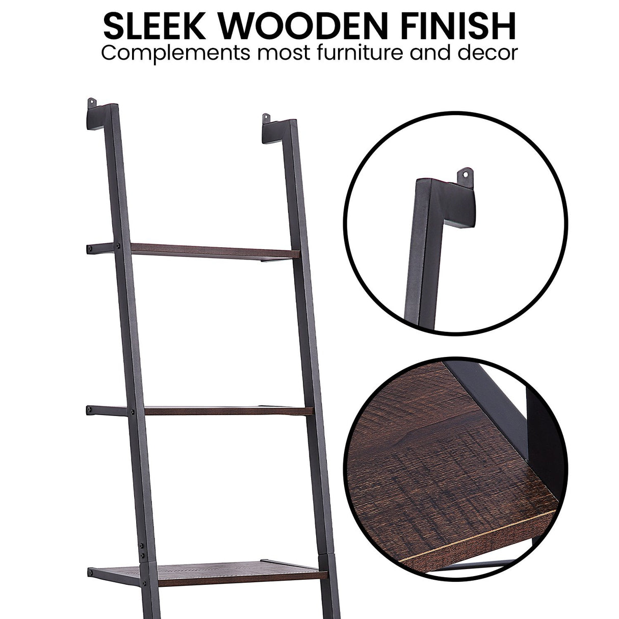 Sarantino Amelia 5-Tier Ladder Shelf in Walnut