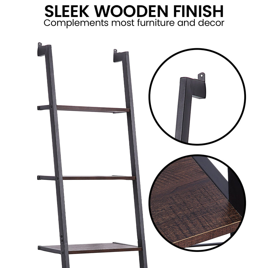 Sarantino Amelia 5-Tier Ladder Shelf in Walnut