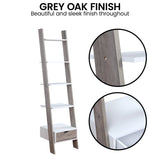 Sarantino Mira 5-Tier Ladder Shelf in White and Grey Oak