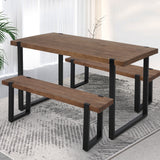 Levede Wooden Dining Sets 1XTable+2X - Close-Up Angle