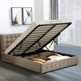 Levede Fabric Bed Frame Double Gas Lift Double Beige - Rear View