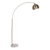 Sarantino Arc Floor Lamp Antique Brass Finish with Marble Base - Low Angle