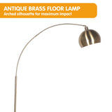 Sarantino Arc Floor Lamp Antique Brass Finish with Marble Base - Extra Image