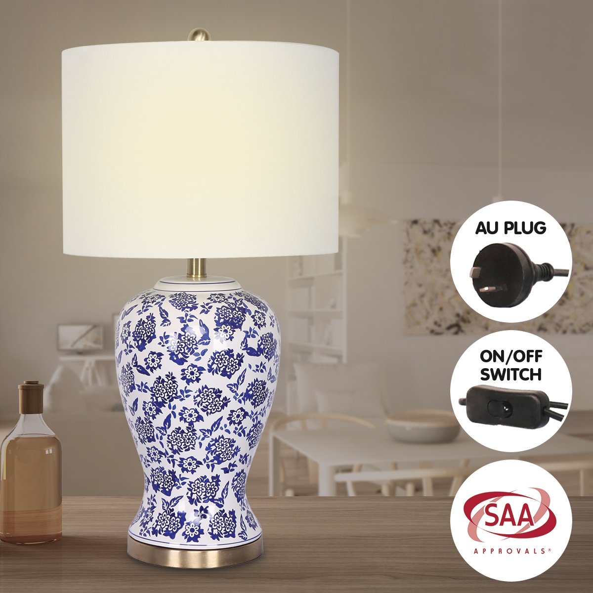 Sarantino Ceramic Floral Base Table Lamp