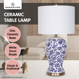 Sarantino Ceramic Floral Base Table Lamp - Low Angle