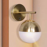 Sarantino Wall Lamp with Gold Metal Base and White Glass Shade - Extra Image