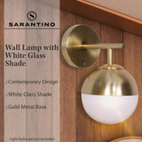 Sarantino Wall Lamp with Gold Metal Base and White Glass Shade - Extra Image