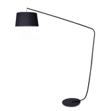 Sarantino Metal Arc Floor Lamp in Black Finish with Linen Taper Shade - Close-Up Angle