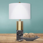 Sarantino Metal and Faux Marble Table Lamp in Black
