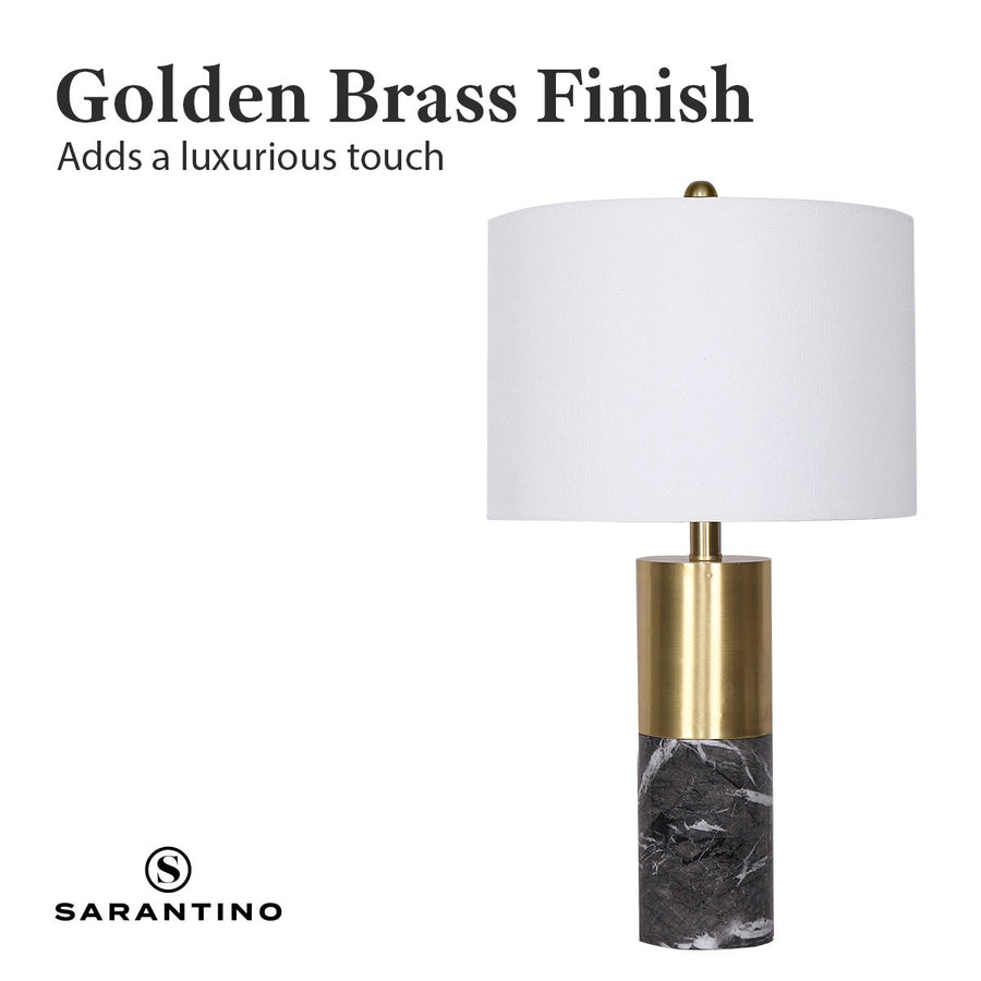 Sarantino Metal and Faux Marble Table Lamp in Black