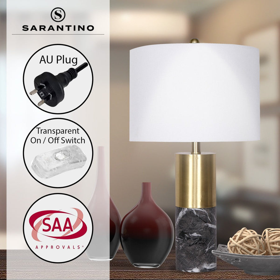 Sarantino Metal and Faux Marble Table Lamp in Black