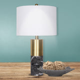 Sarantino Metal and Faux Marble Table Lamp in Black