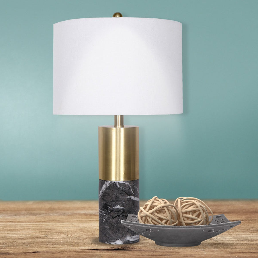Sarantino Metal and Faux Marble Table Lamp in Black