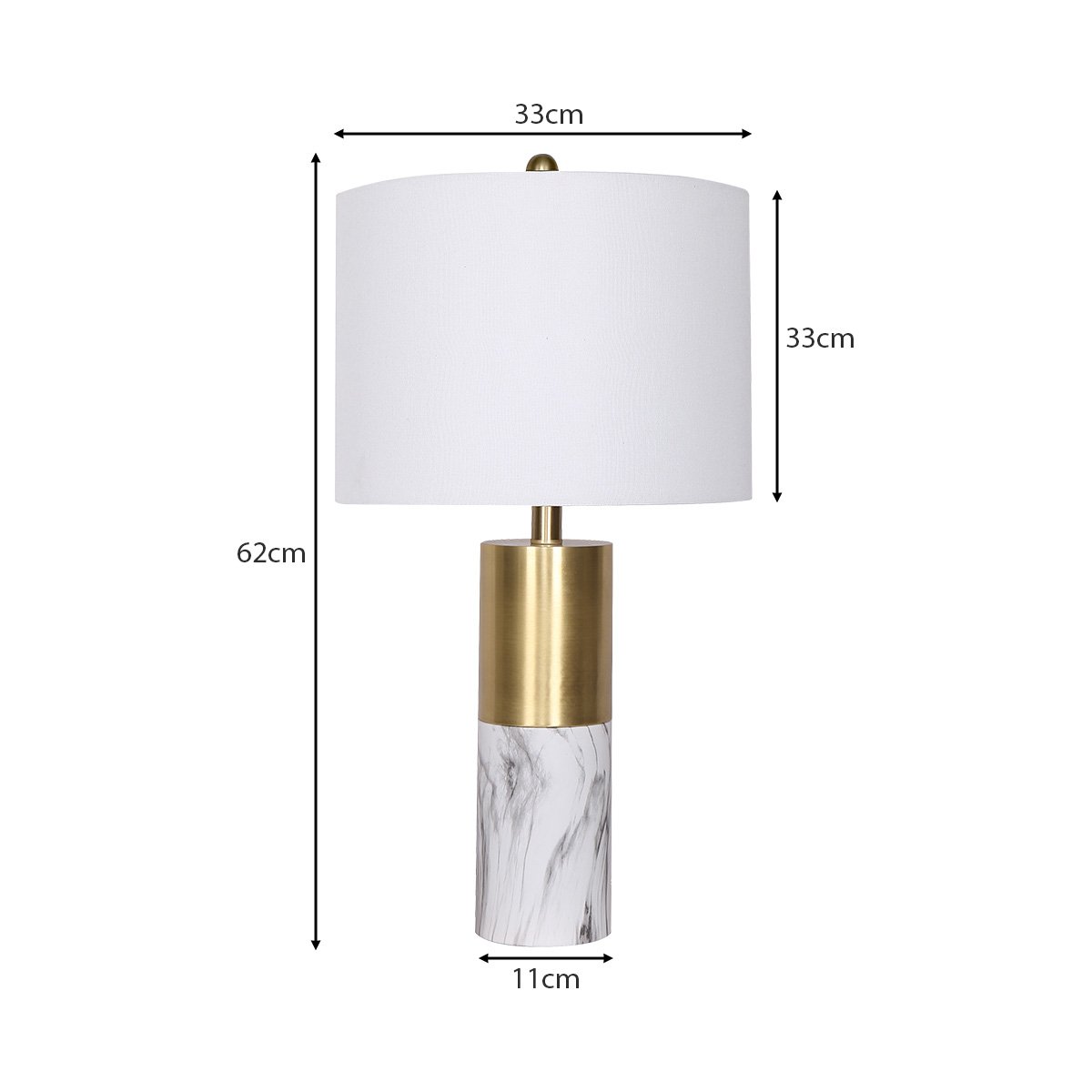 Sarantino Metal and Marble Table Lamp - White