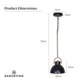 Sarantino Black and Gold Pendant Light - Extra Image